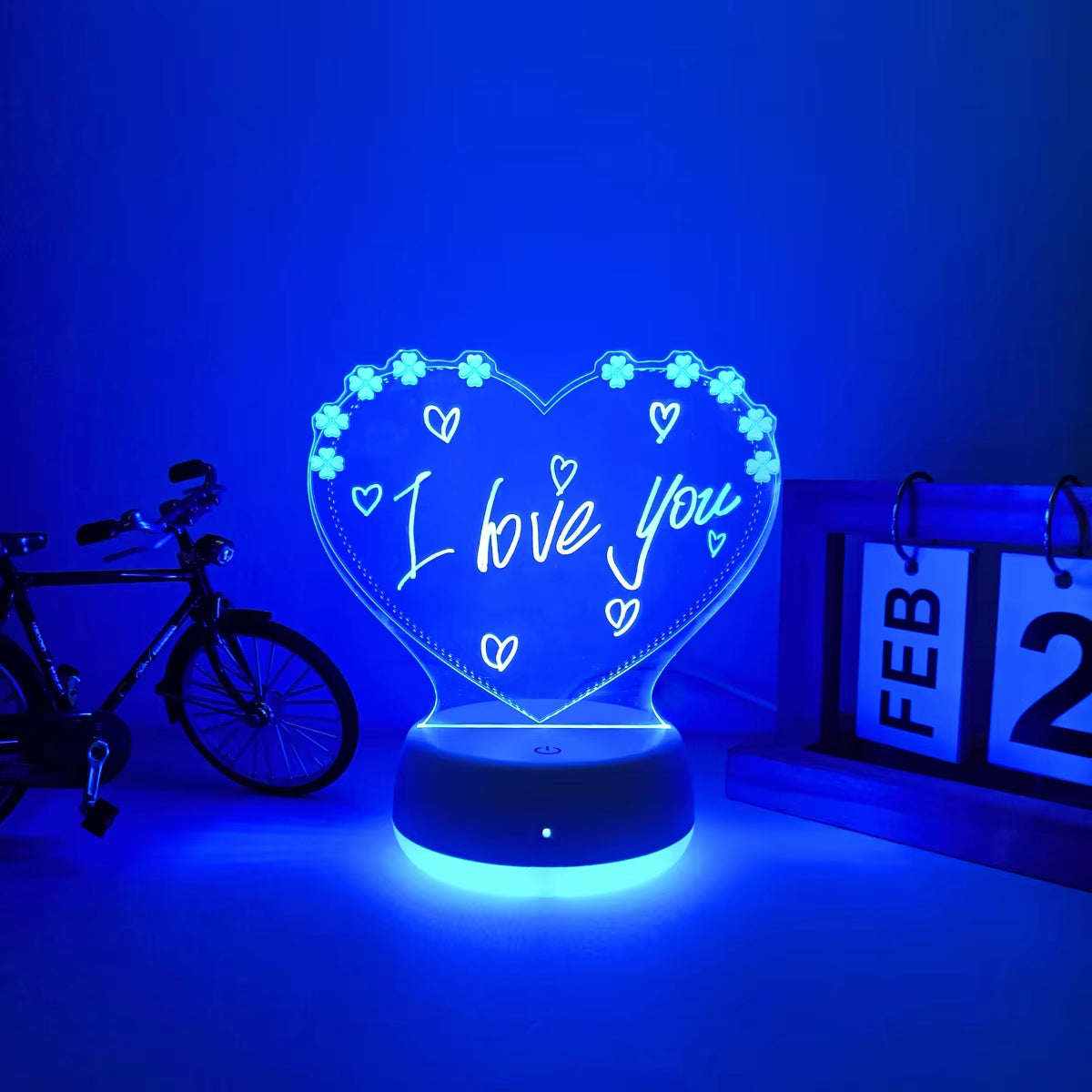 1Pc Love Shaped DIY Night Light, Seven Color Gradient 3D Night Light, USB Touch Base, Suitable for Decorating Multiple Scenarios