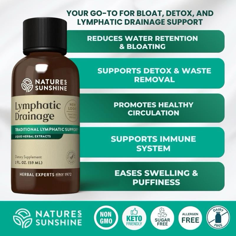 Nature's Sunshine Lymphatic Drainage Supplement for Bloating Relief, Detoxification, and Enhanced Lymphatic Support with Herbal Extracts