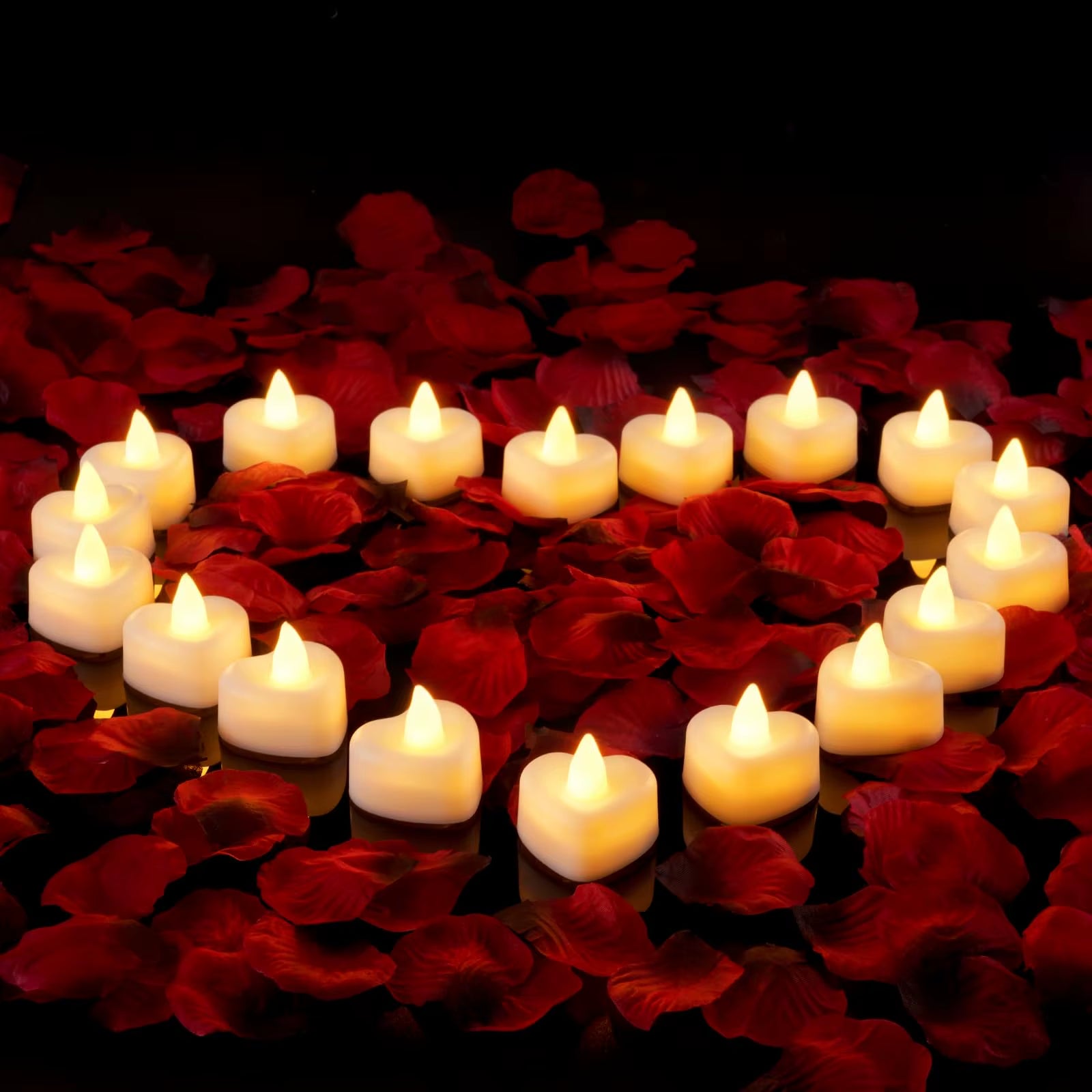 24Pcs Heart Shape LED Flameless Tealight Candles Decorations for Romantic Night Valentine'S Day Wedding Anniversary or Table D