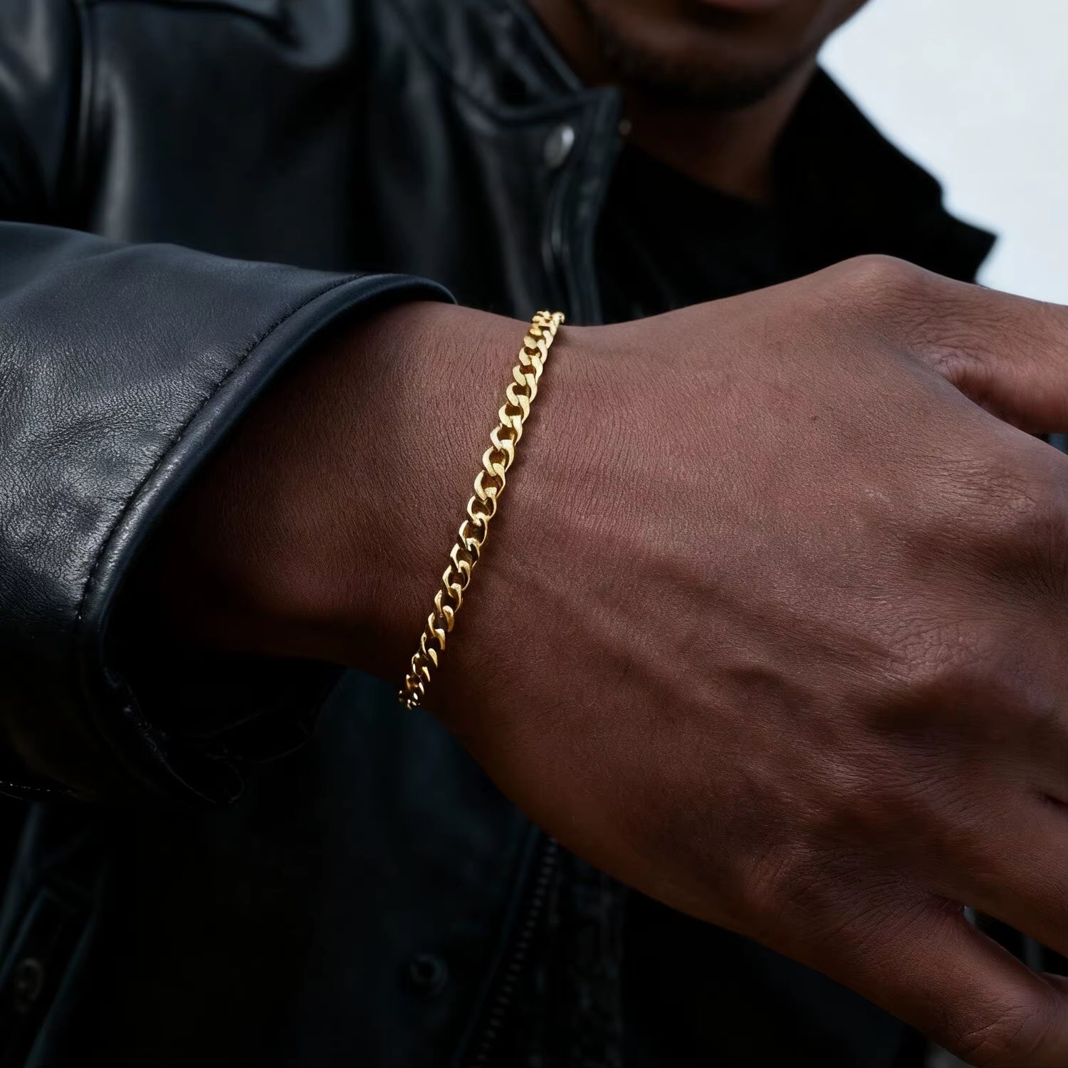 Gold Color Chain Bracelet for Couple Women Men,Stainless Steel Heart Shape Zircon Adjustable Wristband,Valentine'S Day Gift