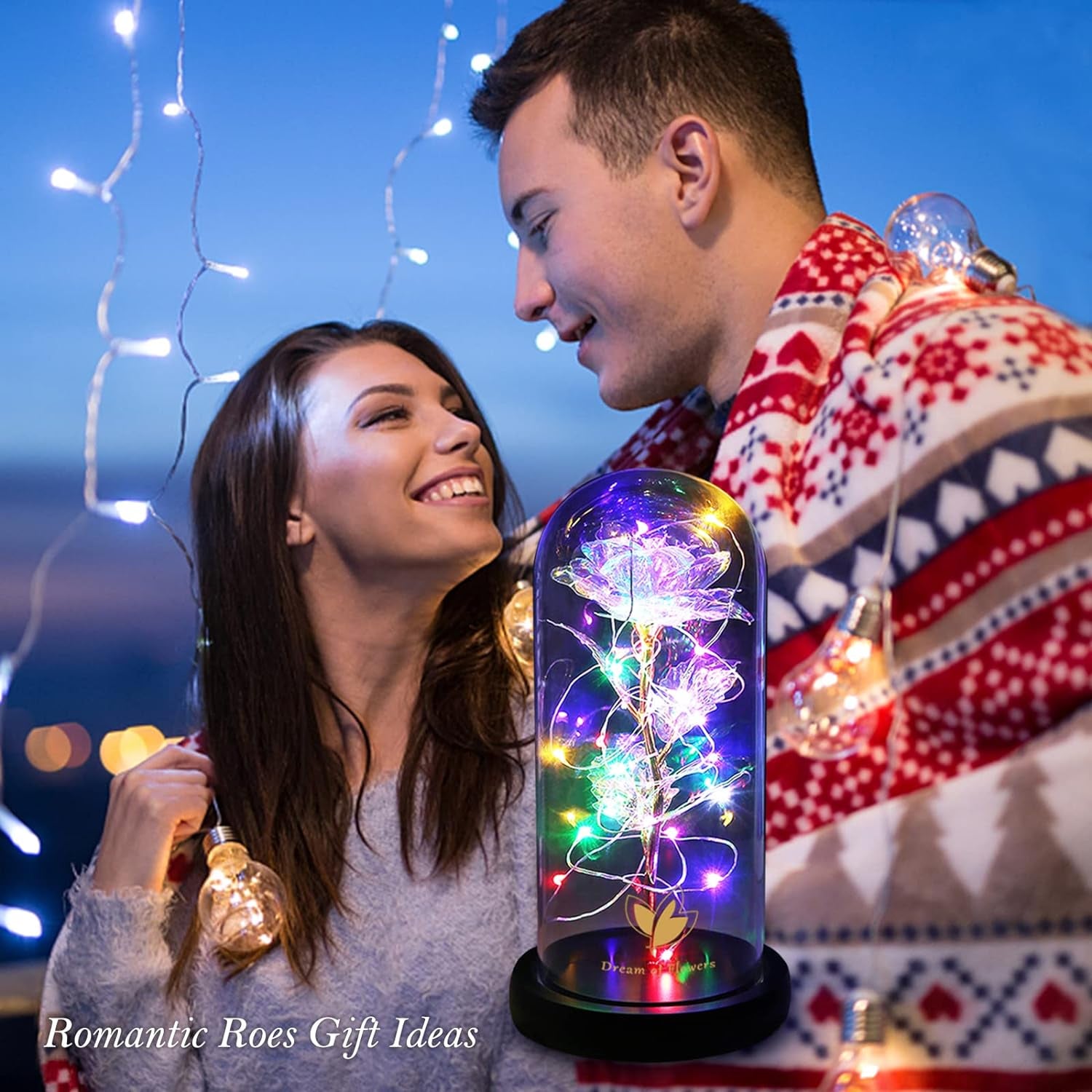 Christmas Flowers Gift for Her Galaxy Crystal Flower Rose, Artificial Flower Gift Colorful Flower, Unique Home Decorations, Anniversary, Love Flowers Gift for Girlfriend Her Wife Grandma