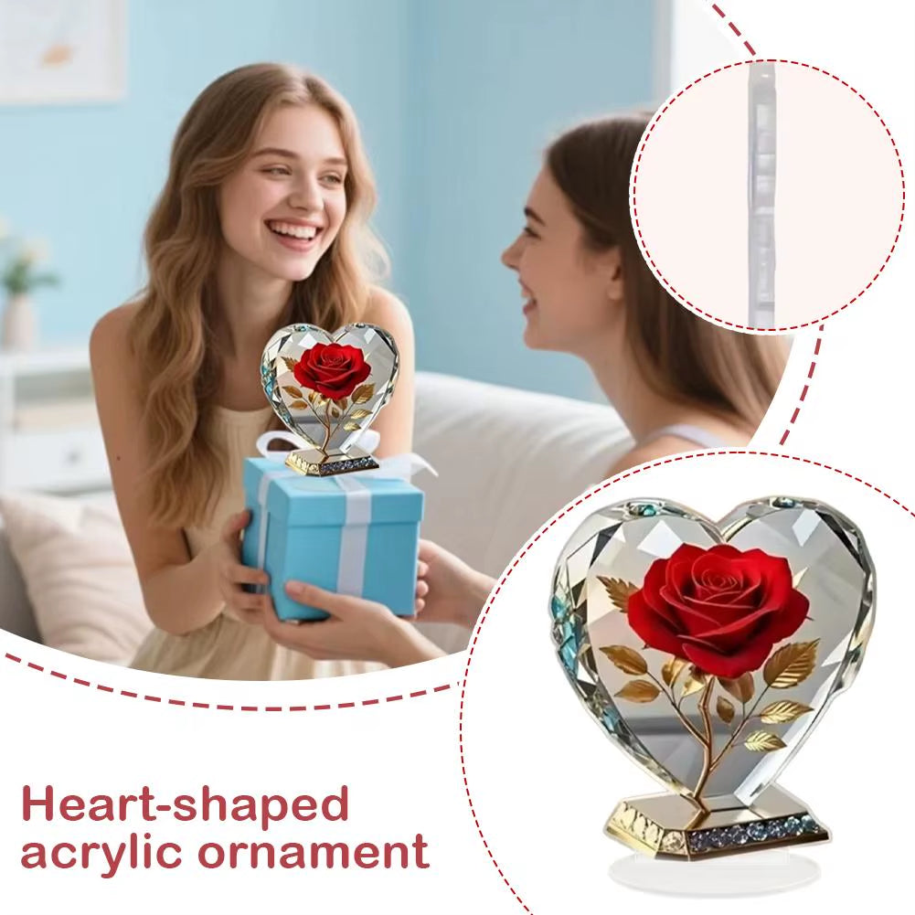 Acrylic Red Roses Decorations for Home Office Desk Enhance Visual Effects New Holiday Gift Ideas Artificial Blooming Plant Decor