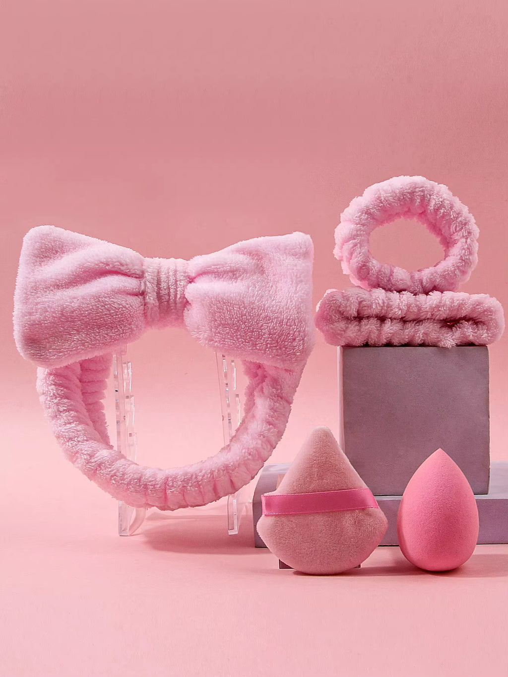 10PCS Super Soft Set Combination: Soft Hairband/Wrist Strap & Dry and Wet Dual-Purpose Makeup Sponge Powder Puff Set