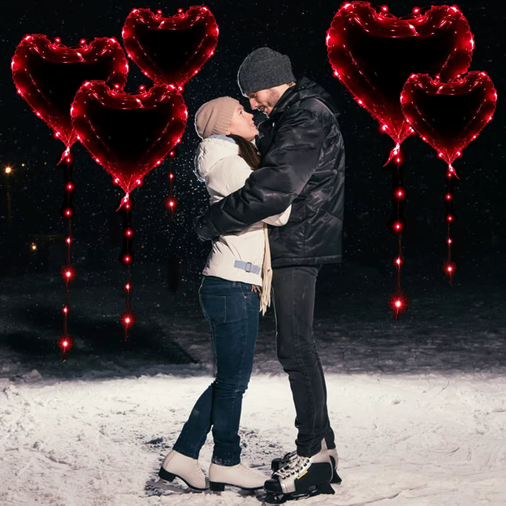 Glowing Heart-Shaped Led Light Wave Balloon (Excluding Inner Electricity) Valentine'S Day Wedding Birthday Party Decoration