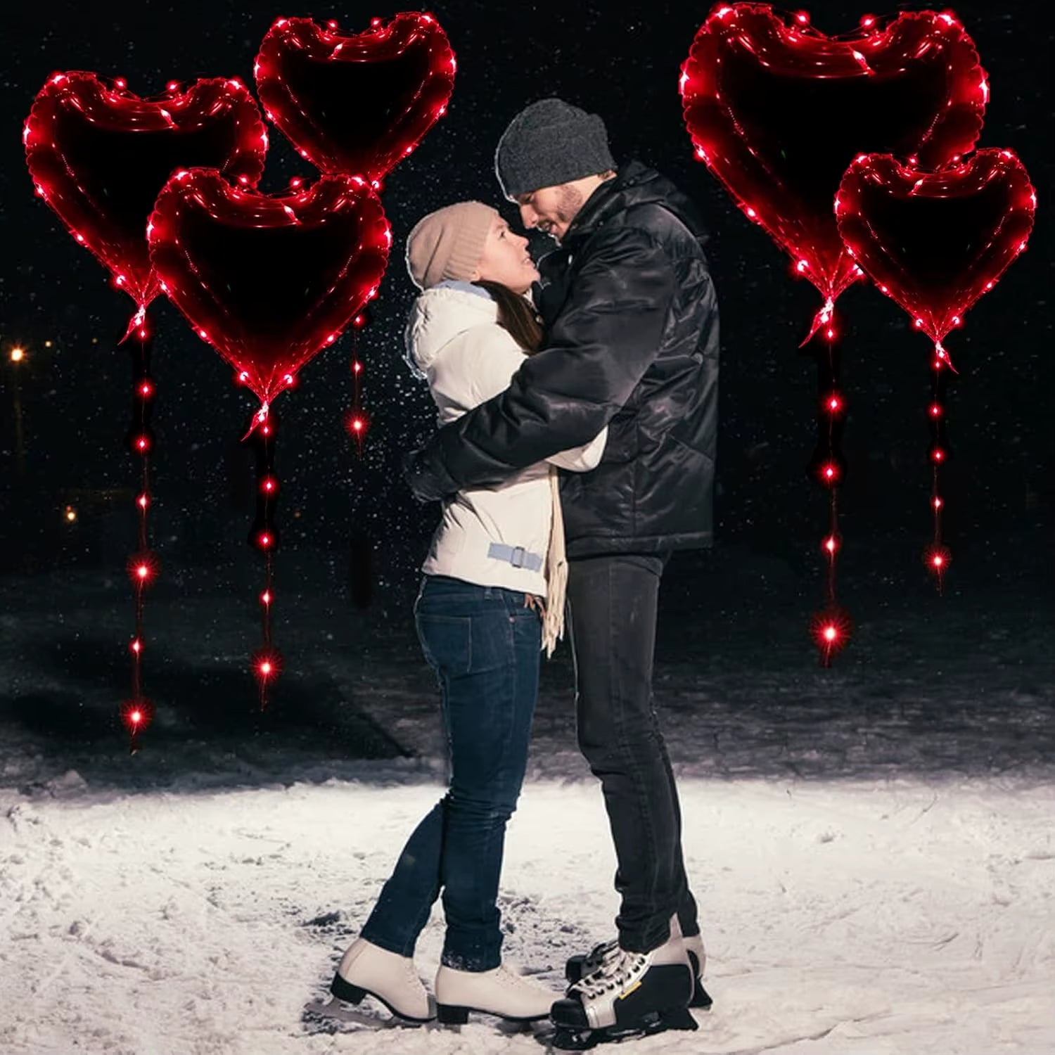 Glowing Heart-Shaped Led Light Wave Balloon (Excluding Inner Electricity) Valentine'S Day Wedding Birthday Party Decoration