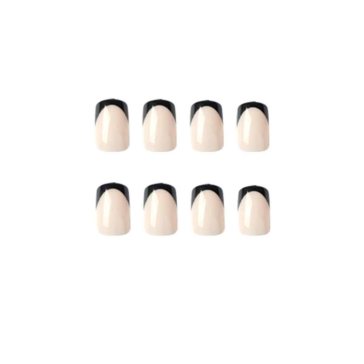 French Tip Press on Nails - Square Short Medium Black Pink Fake Nails for Women - Cute Fantasy Glue on Acrylic Gel Stick on False Nails for Wedding Birthday